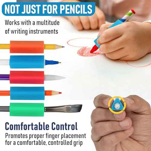 The Classics 12-Pack Triangle Pencil Grips, Assorted Bright Colors, 1.75-Inch Long (TPG-16212)