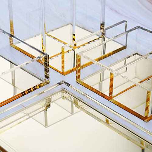 Acrylic Desk Organizer 4-Piece Desk Kit + Free Complimentary Acrylic Ruler, Desktop Organization for Office or Home (Gold)