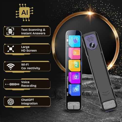 Chat Gpt Pen - Ai Scanning Smart Pen - Ai Smart Pen for Real-Time Translation - Handheld Scanner Translator - Text Scanner & 60+ Offline Translations with HD Touchscreen