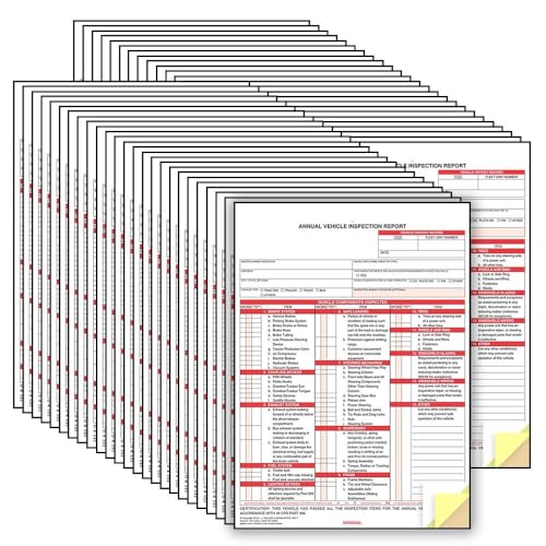 J. J. Keller Annual Vehicle Inspection Report Form 50-pk. - Snap-Out Format, 3-Ply, Carbonless, 8.5" x 11.75" - Meet DOT AVIR Requirements Under 49 CFR 396.21