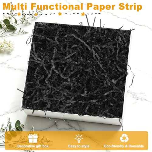 Crinkle Cut Paper Shred Filler,200g(7oz) Black Shredded for Gift