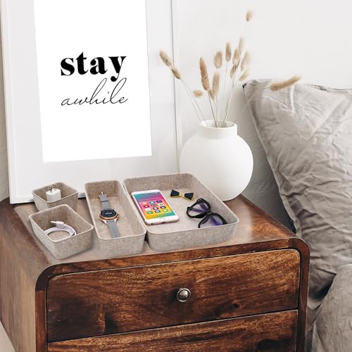 Welaxy 8-Piece Nordic Felt Desk Drawer Organizer Set Oatmeal - Home Office Storage