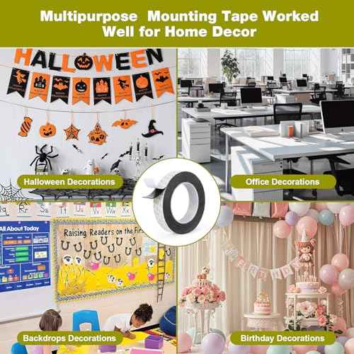 Double Sided Tape Heavy Duty, 1IN x 16.5FT Removeable Mounting Tape, No Damage Wall Tape Damage Free Picture Hanging Strips, Strong Adhesive Strips Foam Tape for Poster Art Craft Home Office Decor
