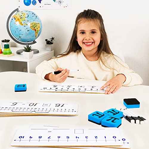 12-Pack Double-Sided Dry Erase Number Line White Boards - 4"x12", Elementary Numberline Strips, White Boards for Students, Math Manipulatives Must Haves, Number Line for Classroom Set - Simply Magic