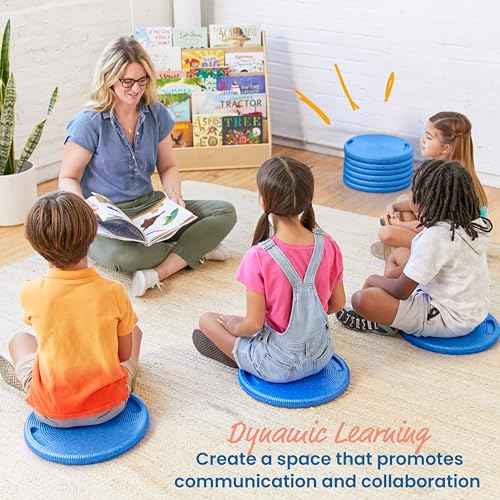 ECR4Kids CircleSpots, Seating Pads, Blue, 10-Pack