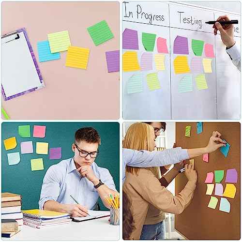 Seajan 240 Pads 3 x 3 Inch Sticky Notes Notepads Multi Bright Colors Self Sticky Pads for Students Teachers School Office Supply Desk Accessory 15 Colors, 50 Sheets Each(Neon,Line)
