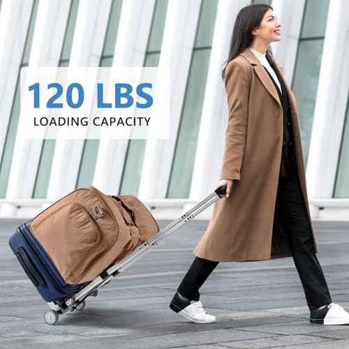 KEDSUM Mini Luggage Cart with Wheels Foldable, Lightweight Aluminum Trolley Cart with Wheels, Expandable Baseplate Foding Hand Truck Dolly, Small Backpack Portable Dolly for Airport Travel Moving Use