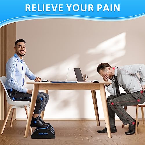 StepLively Foot Rest for Under Desk, 2-Height Adjustables, Black (Large)
