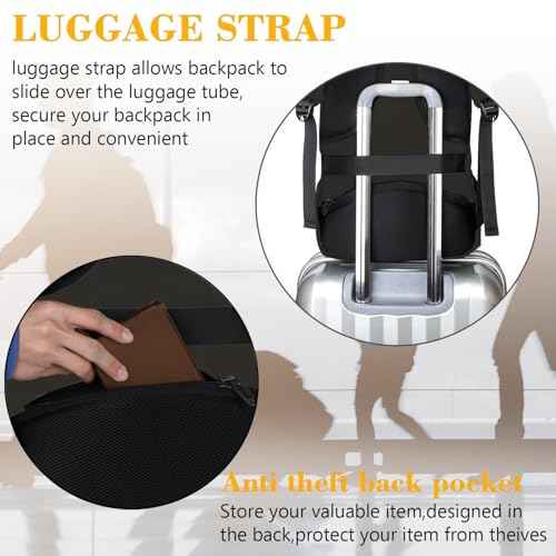 MATEIN Travel Laptop Backpack for Men, Business Anti Theft Slim Sturdy Laptops Backpack with USB Charging Port, Water Resistant College Computer Bag Gift for Women Fits 15.6 Inch Notebook