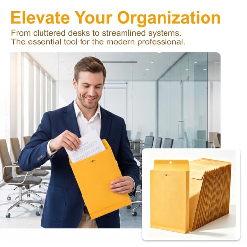 MOJMBSBY 9x12 Expanding Manila Envelopes with Clasp, Pack of 8