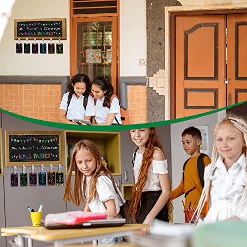 Chuangdi Classroom Hall Pass Set with Rustic Chalkboard - 7 Pieces