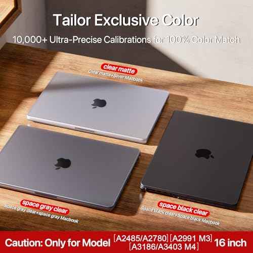 for MacBook Pro 16 inch Case M4 2025 2024-2021 M3 M2 M1 Pro/Max [100% Match Official Color] Protective Hard Case Laptop Cover - Space Black Clear