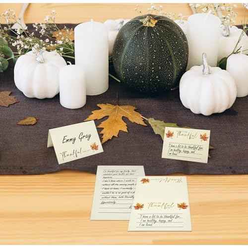 Gift Boutique 100 Thanksgiving Place Cards and Gratitude Cards Fall Harvest Tent Name Cards I Am Thankful For for Dinner Table Setting Autumn Party Decor