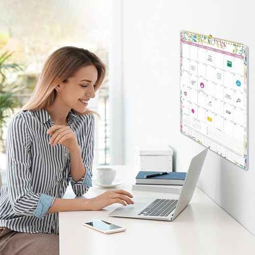 Gannyfer 2026 Wall Calendar, 14" x 11" Spiral Bound 2026 Calendar, 18 Month Floral Wall Calendar, Use Now to Dec 2026, Magnetic Fridge Calendar Perfect for Home School Office (3 Stickers Included)