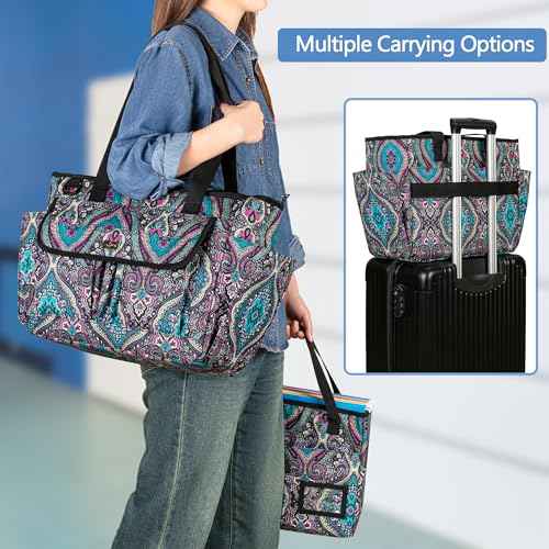 LoDrid File Bag with Extra Document Organizer Case for Letter Size File Folder, Large Utility Bag with 15.6¡± Laptop Padded Sleeve for Work, Business, Totem