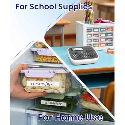 Label Maker Machine with Tapes, Label Makers, Label Maker Waterproof-Labels, Labeler Machine with-Tape 12mm 0.47 Laminated White, D210s Inkless Portable Labeling Machine for Home School Office
