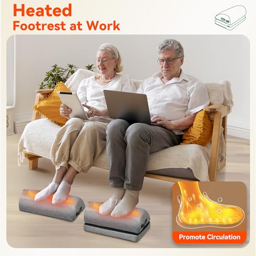 Snailax Heated Foot Rest Under Desk at Work, Ergonomic Footrest with Vibrating Massage and Adjustable Height, Foot Warmer, 3 Vibration Modes & 2 Heating Levels,Memory Foam,Office Home Gaming