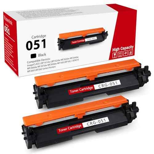 High-Yield 051 Black Toner Cartridge (2-Pack) - Vsenk Compatible CRG051 Toner Replacement for 051 Toner for ImageClass MF264dw MF267dw MF269dw LBP162dw Printer, 2168C001