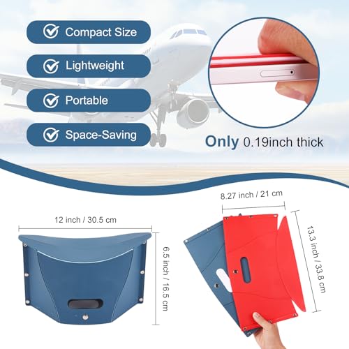 2Pcs Portable Airplane Foot Rest for Travel Under Desk, Blue & Red