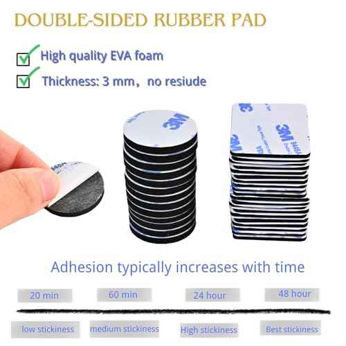 Double Sided Foam Tape, Heavy Duty Mounting Tape, 56 Pcs 3mm Thickness Self-Adhesive Tape, Super-Sticky Black Strong Pads, Waterproof for Walls, Doors, Wood, Metals, Glass, Papers