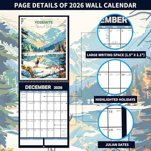 2026 Wall Calendar - 11.3" x 14.6" National Parks Wall Calendar 2026, Jan.2026 - Dec.2026, Hanging Calendar for Home or Office, 2026 Calendar for Planning