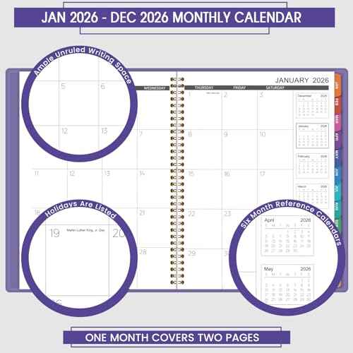 2026 Monthly Planner - Jan. 2026 - Dec. 2026, 12 Months Calendar/Planner 2026 with Faux Leather, 8.86" x 11.4", 15 Notes Pages, Strong Twin - Wire Binding, Pocket, Monthly Tabs, Perfect Organizer