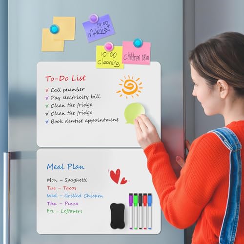 MaxGear Magnetic Whiteboard for Fridge 12x8 Inches - White 5 Pack