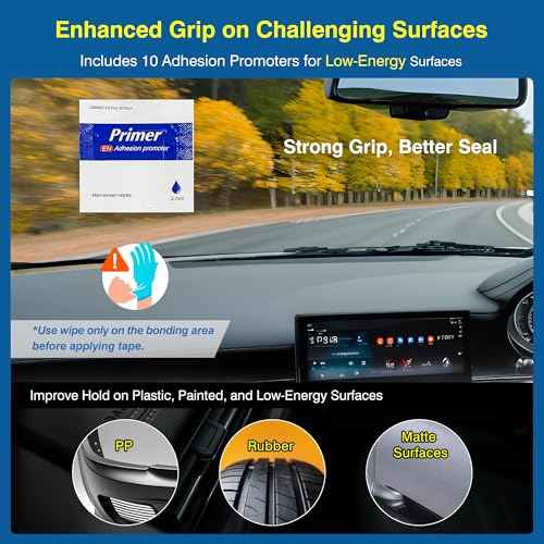 Tapsi Heavy Duty Double Sided Foam Mounting Tape ? 0.4" x 36 FT Automotive-Grade Tape with Adhesion Promoters for Plastic Surfaces (0.4" x 36 ft)