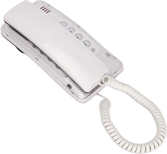 Wall Mounted Corded Phone - Portable Design with Redial, Flash, Mute | Durable ABS Material (White)