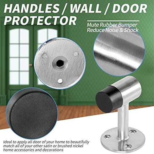 10pcs Floor Mount Door Stop, Silver Door Stoppers Heavy Duty Doorstop with Rubber Bumper & Stainless Steel Screws