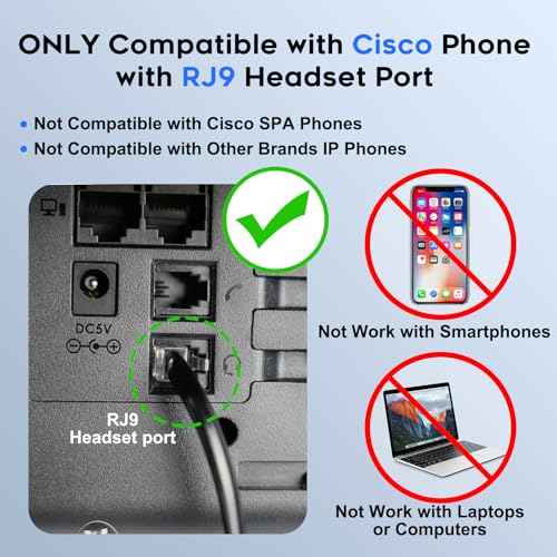 MKJ Noise Cancelling Cisco Headset with Microphone Dual Ear Wired Call Center Headphones for Office Phone Cisco CP-7821 7841 7861 8841 7942G 7931G 7940 7945G 7961 7962G 7965 7970G 7975G 8811 9951