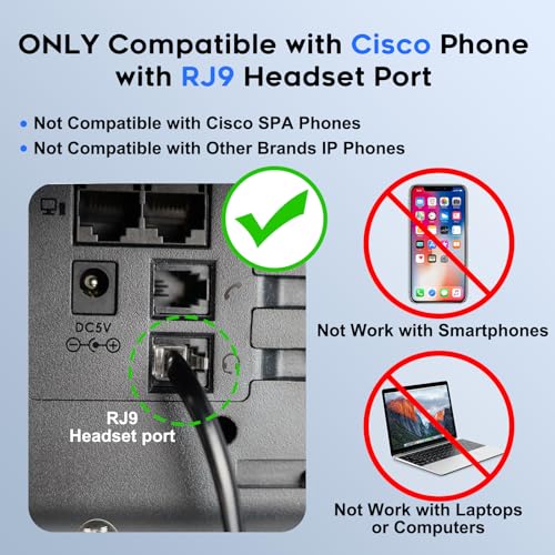 MKJ Cisco Phone Headset Corded RJ9 Telephone Headset with Noise Cancelling Microphone for Cisco CP-7821 7841 7942G 7931G 7940 7941G 7945G 7960 7961G 7962G 7965G 7975G 8811 8841 8861 9951 9971