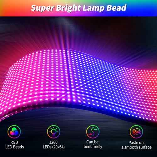 Portable LED signs Customizable Display USB Scrolling LED car sign Flexible RGB Store Sign DIY£¬APP control for Car Holte Store and Bar, 5V, 20 * 64Led