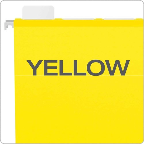Pendaflex Ready-Tab Reinforced Hanging Folders, Letter Size, Yellow, 5 Tab, 25/BX (42624)