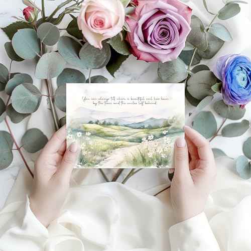 Sympathy Cards with Envelopes, Watercolor landscape Design Sympathy Cards Set of 20, Condolence Card with Matching Peel-and-Seal Rustic Envelopes, Each Card Comes with Heartfelt Condolences