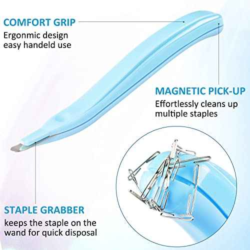Professional Magnetic Staple Remover Puller Staples Remover Staple Removal Tool for School Office Home 3 Pack (Blue, Pink, Purple)