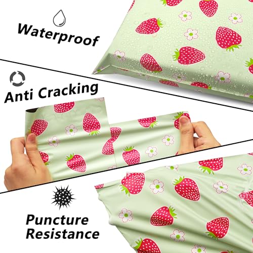 Vapulcio Strawberry Self-Seal Poly Mailers 10x13 Inch, 25 Pack - Perfect for Shipping & Packaging