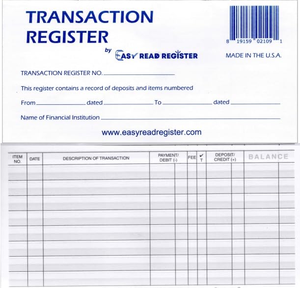 Easy Read Register Checkbook Set with 2025-2027 Calendars, USA Made – 12 Pack, 444 Lines, 6x3 inches