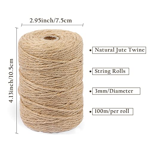 Handyman Crafts 3mm Natural Jute Twine Rope – 328ft, Eco Friendly Garden & DIY String