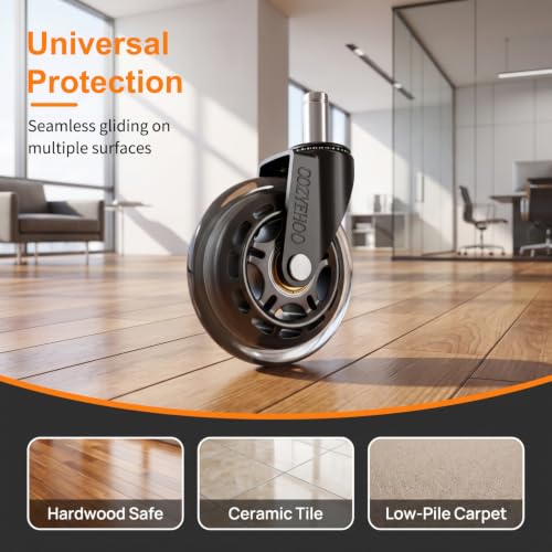 3 Inch COZYEHOO Office Chair Wheels Replacement - Transparent Universal Fit