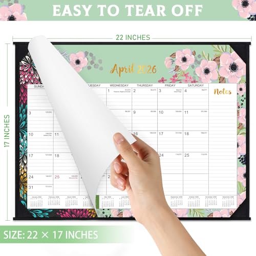 2026 Desk Calendar - January 2026 - December 2026, Large Calendar 2026, Cover 12 Months Calendar, 22" x 17", Rolled Desk Calendar with Box