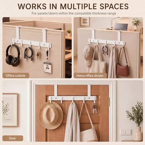 Geelin White Adjustable Cubicle Hooks Pack of 5 for Office & Home Walls