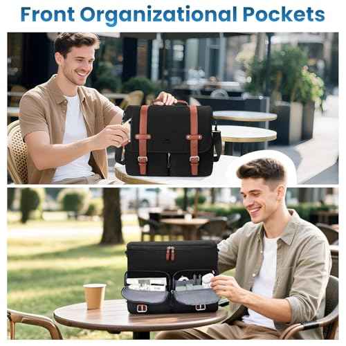 MATEIN Messenger Bag with USB Charging Port, 15.6 inch Laptop Bags Large Mens Briefcase with Shoulder Strap, Water Resistant Crossbody Satchel Work Computer Case for College Office Commuting, Black
