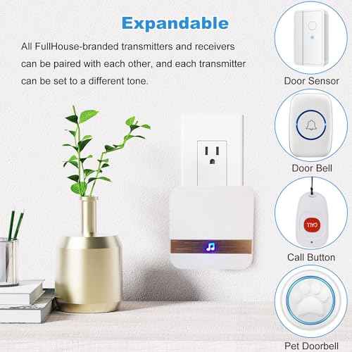 Caregiver Pager, FullHouse Wireless Emergency Button for Elderly, IP55 Waterproof, Call Button Panic Button for Home/Patient/Disabled