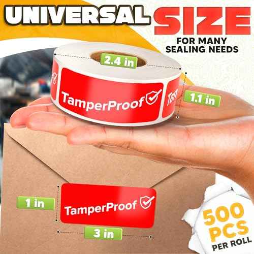 500-Pack Tamper Proof Stickers 1x3 ? Strong Adhesive for Tamper Detection and Package Protection | Durable, Easy-to-Apply Labels for Sealing Boxes, Containers, Envelopes, Documents and Other Surfaces