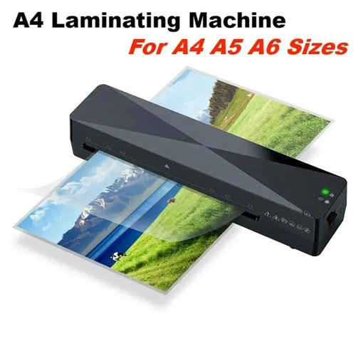 Laminating Machine, A4/A5/A6 ABS Film Back Protection Low Noise, Intelligent Constant Temperature, A4 Laminator Machine (Black)