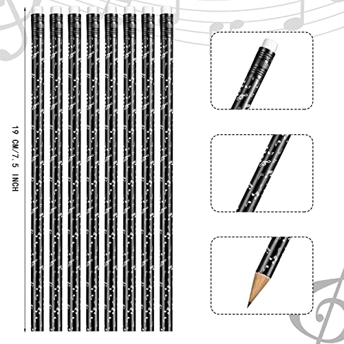 Chinco 200 Pieces Music Note Pencil Music Pencils Round Pencils Wooden Case with Eraser for Students Kids Classroom Favors Supplies