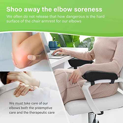 Chair Ergonomic Armrest Cooling Gel Pads Elbow Pillow Pressure Relief Office Chair Gaming Chair armrest with Memory Foam armrest Pads 2-Piece Set of Chair (Gel+ Memory Foam)