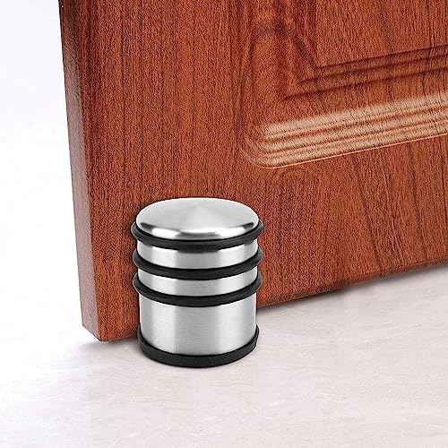 ZOENHOU 3 PCS Heavy Duty Door Stopper, 2.38 Lb No Drill Premium Stainless Steel Round Door Stops with Anti-Skid Silicone Treads, for Door Stopping