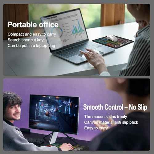 Mouse Pad for Excel/Word/PowerPoint/Windows Shortcuts ? Small Excel Cheat Sheet Desk Pad ? 11.8"x9.8" Portable Computer Mousepad ? Gaming, Office, Waterproof, Non-Slip, Stitched Edges